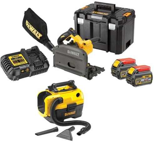 DEWALT DCS520T2 54v XR FLEXVOLT Cordless Plunge Saw 165mm - 2 x 6.0ah + Vac