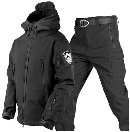 Tuta Da Sci Da Snowboard Per Uomo, Giacca Da Sci Invernale Calda Da Uomo Con Cappuccio, Fascia Da Braccio E Pantaloni Con Cintura, Tute Da Neve Antivento Impermeabili In Due Pezzi ( Color : Black , Si
