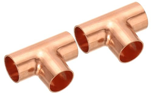 PATIKIL 3/4 ID Raccordo a T Rame, 2pz 3 Vie Raccordo per Tubo a Pressione Giunto Saldatura con Connessione Sudore per saldatura con connessione a saldare per HVAC Condizionatori d'Aria