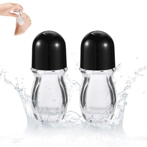 2stk Roll on Glasflaschen für Ätherisches Öl, 4 x 10 cm Leere Roll Flaschen aus Durchsichtigem Glas für Deodorant Parfüm Ätherische Öle Sonnenschutz Feuchtigkeitscreme Kosmetik (30 ml)