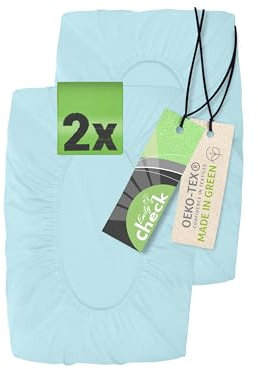 Emily´s Check 2er Pack Spannbezug für Nackenkissen Gesundheitskissen 1596.2323, 30-35 x 45-50 cm, hellblau