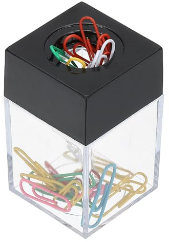 PATIKIL Magnetic Paper Clip Holder Dispenser, Large Capacity Paper Clip Organizers with Magnetic Top for Desk Supplies, Office, Classroom, Home, Black