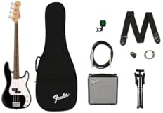 Squier by Fender Debut Precision Bass Guitar Starter Pack, Black