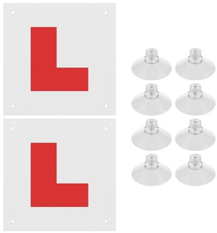 2 Pack L Plates Fully Magnetic for Car UK Night reflective Learner Plates With 8 M4 Nut Suction Cups waterproof repeatable Car Sticker for Night Driving and Driving Practice Easy Installation Remove
