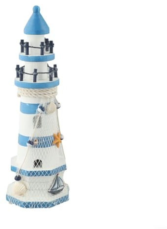 Ornamento decorativo in legno, faro decorativo, stile mediterraneo, decorazione per la casa, per mensole, caminetti, tavoli (30 cm)