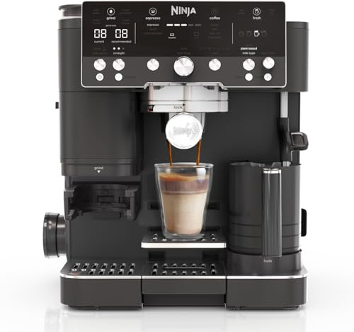 Ninja Luxe Premier 3-in-1 Coffee Machine, Latte, Cappuccino, Cold Brew & Espresso Maker With Built in Bean Grinder & Milk Frother, Easy to Use, 4 Automated Froth Presets, Black ES601UKBK