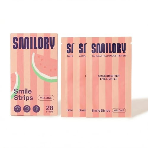 Smile Strips von Smilory® – Echtes Bleaching für weiße Zähne – Mit Aloe Vera & frischen Minzöl – Zahnaufhellungsstreifen (Wassermelone)