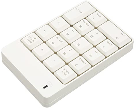 SIXRUN Trådlös Numerisk Knappsats SK-51AG 2.4G 18 Tangenter Soft Touch USB-numerisk Knappsats Kompakt Ergonomisk Design för Hemmakontor Laptop Desktop (Vit)