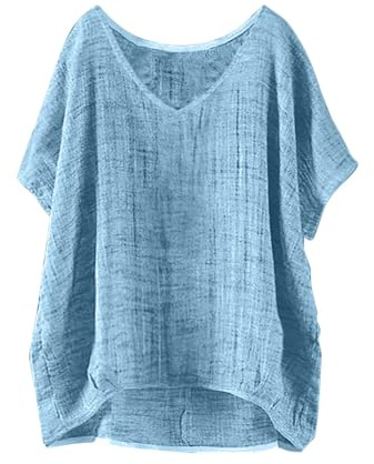 Angxiwan Linen Shirt Women Oversized Linen Tops for Women UK Plus Size Short Sleeve T-Shirts Lightweight Loose Fit Boho Blouse Dressy Flowy Hem Tunic Tops Bohemian Blouses for UK