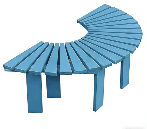 Banco de árbol de madera maciza, muebles de exterior envolvente, silla para asientos para parques, bancos de patio trasero, taburete de jardín resistente a la intemperie(Light blue,Half Round)
