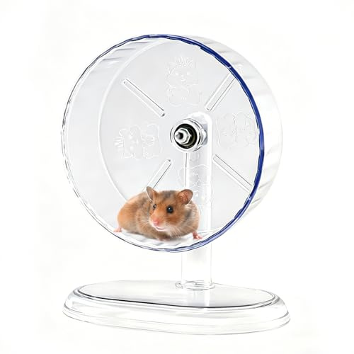 LIULINY Hamsterhjul, 21 cm, Tyst Hamster Löphjul, Stående Löphjul för Hamster | 8,5 cm slitbana, justerbar transparent akryl hamsterhjul tyst, för dvärghamstrar, gerbils, möss små djur