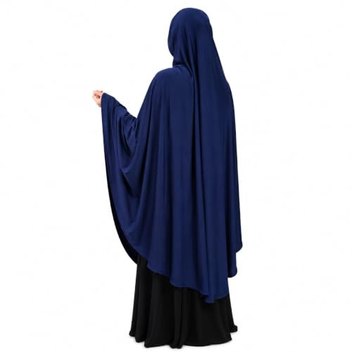 Yaqeen Khimar de prière une pièce en lycra extensible, taille XL, bleu marine, XL