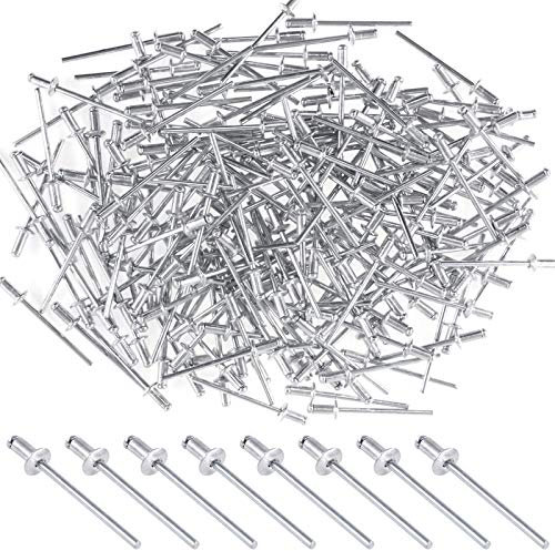 Mardatt 200 remaches ciegos de aluminio de 1/8 x 1/4 pulgadas (3.2 x 6 mm) remaches pop para decoración de núcleo de cierre para chapa, carpintería, industrial