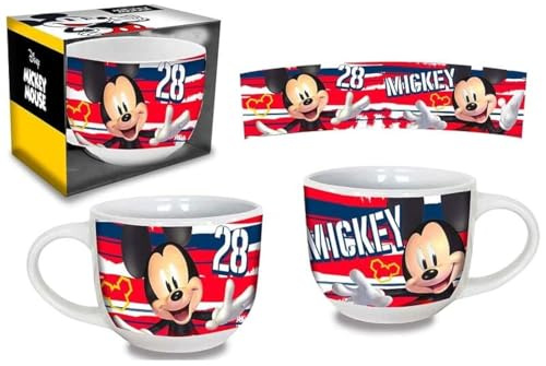 Disney Tazza Topolino bianco stampato, 100% gres porcellanato, capacità circa 350 ml.