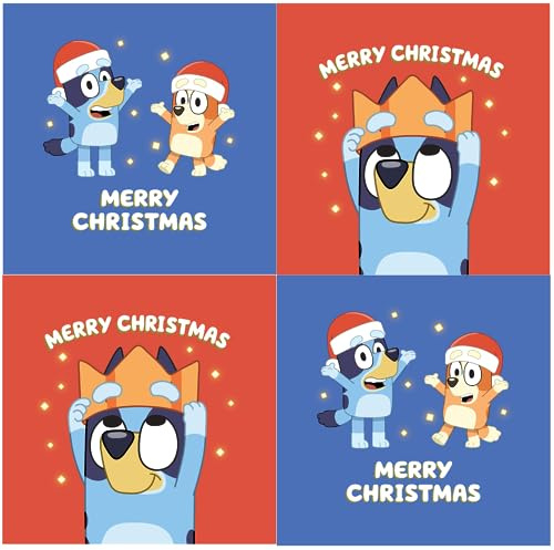 Danilo Promotions Limited Bluey BLXB2 - Paquete de tarjetas de Navidad, 12 tarjetas, 2 diseños diferentes