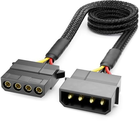 DeleyCON Cavo di Prolunga Molex - Alimentatore MXI per Componenti PC - 4 Pin Maschio a Femmina - Nero