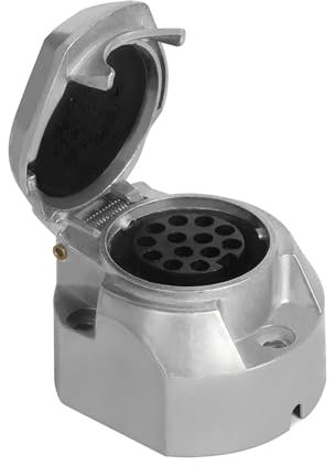 Yuanjoy Adattatore Socket a 13 poli, presa a 13 pin in lega di alluminio, adatto per rimorchi, barche, roulotte a 13 poli, argento, 3007