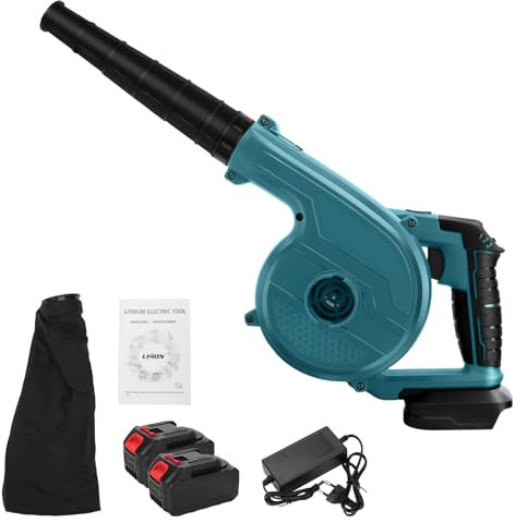 Souffleur sans Fils, 354 km/h Souffleur à Feuilles Électrique avec Batteries 3000mAh et Chargeurs, Souffleur à Feuilles à Main pour Patio, Gazon, Poussière Voiture (Deux Batteries et Une Charge)