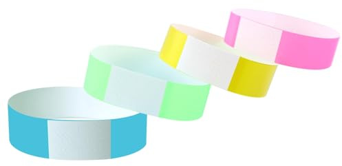 412 pulseras Tyvek de 4 colores, resistentes al agua, 19 x 255 mm, para control, eventos y seguridad