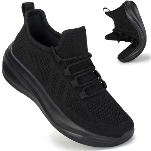 ZOVE Wide Toe Box Shoes Women Extra Wide Width Tennis Sneakers Ultra Light Running Shoes for Women Non-Slip Diabetic Walking Gym Workout Trainer 8815 Full Black 38