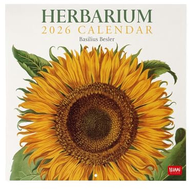 Legami - Calendrier Mural 2026, Herbarium, Grand Calendrier Mural, 12 Mois et Planificateur D'année, en 6 Langues, Espace pour Notes, Signes du Zodiaque, Jours Fériés Internationaux, 30 X 29 Cm