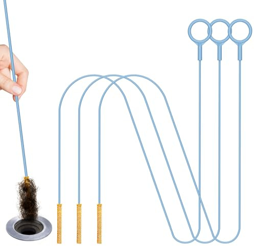 Kelly's Collection 50 Inch Extended Drain Snake, Anti-Break Steel Sink Shower Unblocker Tool, Clog Cleaner with Twist Handle for Bathroom, Bathtub Drain Hair Remover Brush, 3 Pack