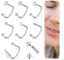 ZS 7 Stücke Lippenpiercing Edelstahl Sternopal Zirkonia, 16G C-förmige U-förmige Lippenringe, Knorpe Helix Ohrringe Innengewinde für Damen Herren (U-förmige Lippenringe,12mm)