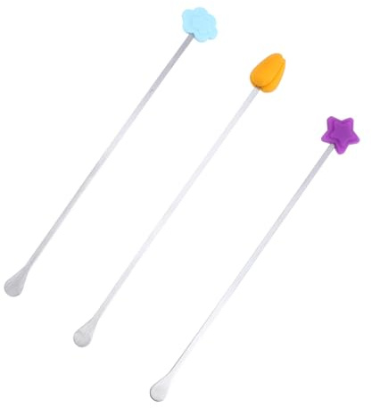 Alipis 3 Pezzi Bastoncini Mescolatori Latte in Acciaio Inossidabile Lungo Cartoon Resistenti al Calore per Latte in Polvere e Cocktail Portatili e Facili da Usare