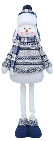 AWJUWHBJ Handgefertigte Stehpuppe aus Plüsch, Schneemann mit Schal, Mütze, Ornament, ausziehbare Beine, Dekoration für Kamine, Dekoration, dehnbare Dekoration