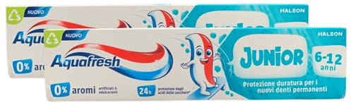 Dentifricio JUNIOR Per Bambini Dai 6 Ai 12 Anni. Protezione Duratura Per i Nuovi Denti Permanenti. Gusto Delicato Alla Menta 50ml (2 Unità)