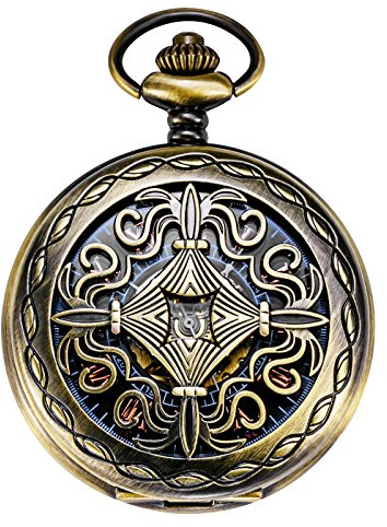 TREEWETO Montre de Poche pour Homme et Femme Steampunk Bronze cuivré avec boîtier