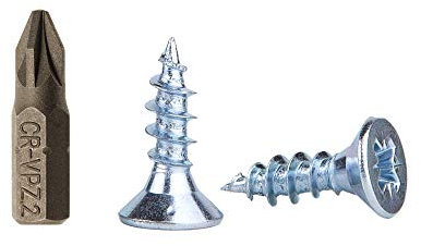 Lote de 100 tornillos para madera de acero chapado en zinc, 5 x 16 mm, tornillos de cabeza Pozi-Drive, sujetadores, tornillos avellanados, tornillos de aglomerado (100 unidades)