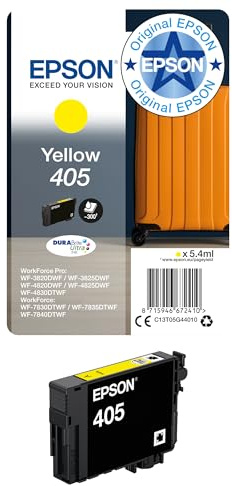 Epson 405 Yellow Suitcase Genuine, DURABrite Ultra Ink, Standard Capacity