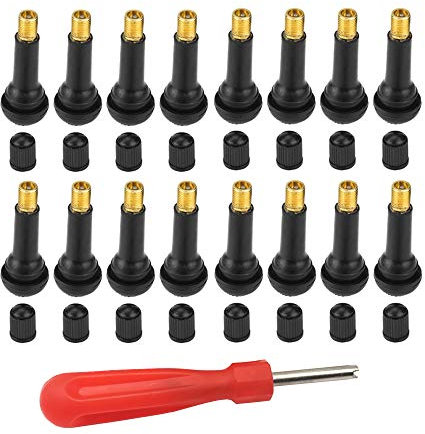 Sweieoni Autoventil Gummi 16 Stück Auto Reifendrucksensor Ventil Reifendruckkontrollsystem Gummiventil Explosionshemmendes Reifenventil mit 1 Stück Schlüssel Für Auto, Motorräder