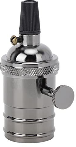 Tissting Portalampada Vintage, Elegante Portalampada Stile Retrò con Interruttore E27, Lampada a Sospensione in Metallo Antico per Casa o Ufficio