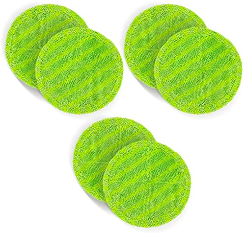 6 Stück ⌀ 16cm Mikrofaser Ersatz Mopp Pads | Universal geeignet für Hurricanes Floating Mop M30457, Dyson | Akku Wischer Ersatzpads Wischpads Grün