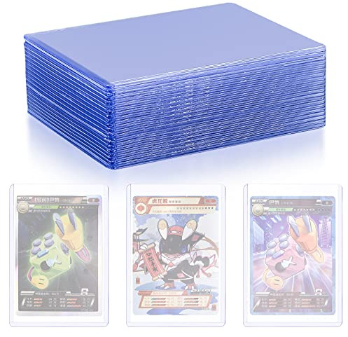 Custodia per carte da collezione da 50 pezzi, portacarte con caricamento dall'alto, custodia per carte trasparente, compatibile con carte PTCG, Yu-Gi-Oh, dimensioni standard 76x101mm