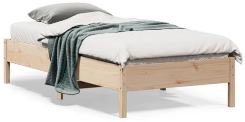 vidaXL Massivholzbett, Holzbett Bett für Schlafzimmer, Bettgestell Bettrahmen mit Lattenrost, Einzelbett Schlafzimmerbett, 90x190cm Kiefer