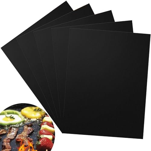 5 Pièces Tapis BBQ Reutilisable, Cuisson Barbecue Tapis Anti-adhérent, Papier Barbecue ​Anti-Adhérent Réutilisable Nettoyable, Four Accessoire pour Barbecue à Gaz Charbon Electrique (40 x 30cm)