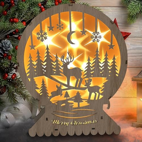 éclairage de Noël LED en Bois, Etoile de Noel Lumineuse, Etoile en Bois avec 10 LED en Lumière Blanche Chaude, Lampe Decorative, Etoile Lumineuse Fenetre, Noël, Avent, Hiver, 20 x 15 x 5 cm