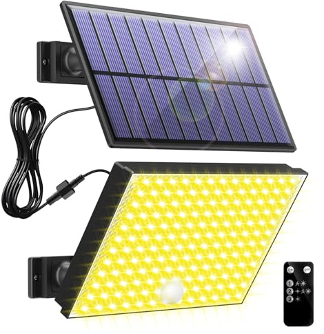 Topabol Faretto Led da Esterno Solare,400LED 3 Modalità Luce Solare LED Esterno, Giallo Caldo Impermeabile Luci Solari da Giardino per Sicurezza e Illuminante (1 Pezzi)