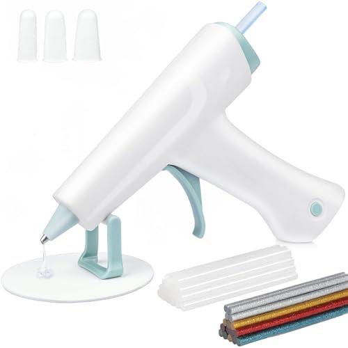 Cordless Hot Glue Gun Kit, Mini Glue Gun with 27pcs Hot Glue Sticks, Silicone Pad, Finger Protectors, Smart Power-Off Hot Melt Glue Gun for Crafting, DIY Arts, Home Repairs