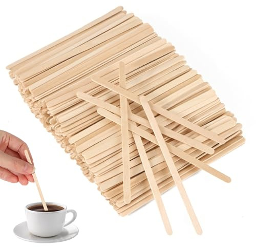 JSMTKJ 400 Pezzi Palette per Caffe in Legno, Agitatori di caffè Biodegradabili, 11 cm Agitatori per caffè e tè per Bevande Calde e Fredde