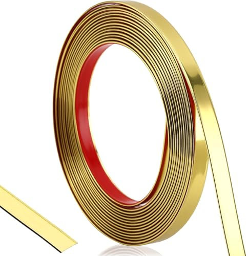 Modanatura Flessibile Autoadesiva Oro Staccare e Incollare Modanature Decorative Autoadesive Modanature Adesive Parete per Pavimento Armadio Piastrelle Specchio Bordi (60 * 2cm)