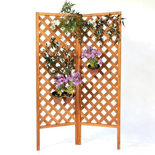 ScienGarden 2-Pack Wooden Garden Trellis Panels, 72 H x 24 W Each – FSC Fir Wood Lattice Privacy Screen for Outdoor Vines & Roses, Weather-Resistant Water-Based Finish