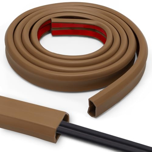 Kabelkanal brun självhäftande flexibel kabelskydd – 2 meter x 25 mm x 14 mm PVC kabelskydd golv för 2–4 kablar, för hem, kontor, skola, förråd