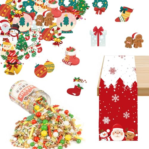 62 Pièces Decoration de Noel sur Le Thème de Noël, Chemin de Table de Noël, Décoration Gâteau Comestible, Decor Sucre Noel, Cupcake Toppers noel