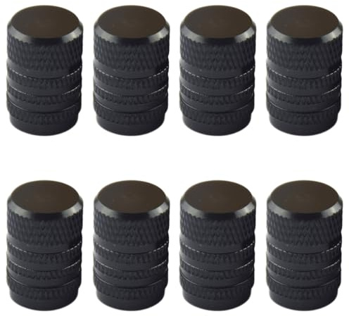 JYNXOR 8 PCS Cappucci per valvole in alluminio alta qualità,Tappi aria per pneumatici per auto,Coperture per valvole universali per pneumatici,accessori per tappi valvole per,Nero