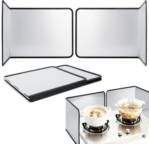 DBAATTZ Paraspruzzi di grasso pieghevole, salvaspazio, 2 paraschizzi da cucina, 4 paraschizzi laterali, pieghevole, paraschizzi da cucina, per cucina, fornelli, padella (37,6 x 29,2 x 29,4 cm)