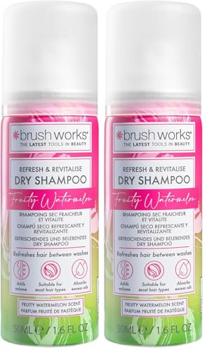 Brushworks Refresh & Revitalise Fruity Watermelon Dry Shampoo - 50ml (Confezione da 2)